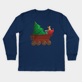 Christmas Tree Wagon Kids Long Sleeve T-Shirt